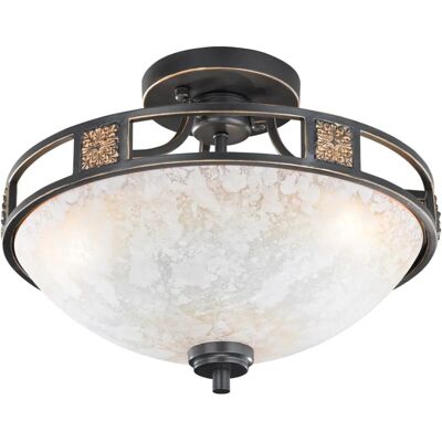 Trio Lighting - Trio Quinta Authentic 3 Light Bowl Semi Flush Ceiling Light - Ceiling Light Trio Lighting - Trio Quinta Authentic 3 Light Bowl Semi Flush Ceiling Light - Ceiling Light