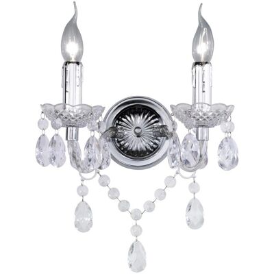 Aplica de Perete cu 2 Lumini Cromată - Lustră Modernă Aplica de Perete cu 2 Lumini Cromată - Lustră Modernă