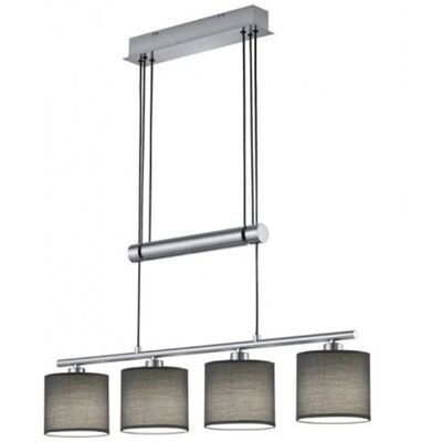 Lampada a Sospensione Moderna Trio Garda 4 luci, Nichel Opaco, Tenda Grigia Lampada a Sospensione Moderna Trio Garda 4 luci, Nichel Opaco, Tenda Grigia