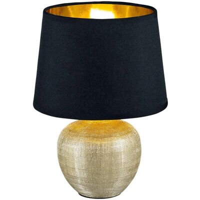 TRIO LIGHTING Lampe de table moderne en céramique et tissu - Or et noir TRIO LIGHTING Lampe de table moderne en céramique et tissu - Or et noir