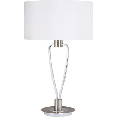Trio Paris II modern bordslampa med rund skärm, nikkelfinish Trio Paris II modern bordslampa med rund skärm, nikkelfinish