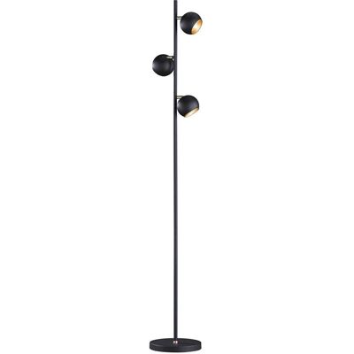 Trio Dakota Lampada da terra moderna a 3 bracci multipli nera opaca con interruttore a pedale Trio Dakota Lampada da terra moderna a 3 bracci multipli nera opaca con interruttore a pedale