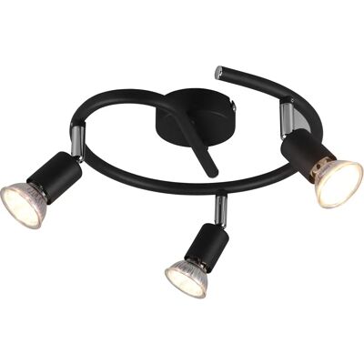 TRIO LIGHTING Paris Plafondspot - Modern Zwart Mat - 3 GU10 TRIO LIGHTING Paris Plafondspot - Modern Zwart Mat - 3 GU10