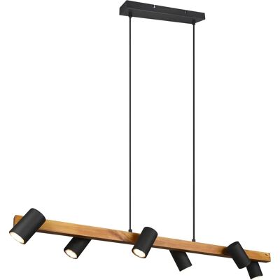 Suspension Marley Moderne à 6 Lampes en Bois et Noir Mat - Éclairage Suspendu Suspension Marley Moderne à 6 Lampes en Bois et Noir Mat - Éclairage Suspendu