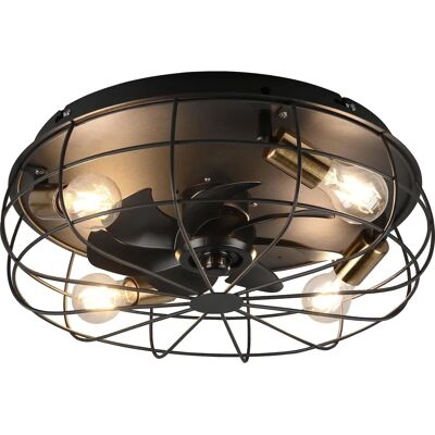 Trio Lighting Trondheim Moderne 4-licht Deckenventilator Schwarz Matt - Deckenventilator und Lampe Trio Lighting Trondheim Moderne 4-licht Deckenventilator Schwarz Matt - Deckenventilator und Lampe