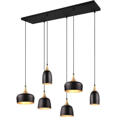 TRIO LEUCHTEN Suspension Noire Or 6 Bras - Intérieur - Publicité TRIO LEUCHTEN Suspension Noire Or 6 Bras - Intérieur - Publicité