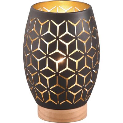 Trio Schwarze Tischleuchte - Holz Metall Tischlampe Trio Schwarze Tischleuchte - Holz Metall Tischlampe