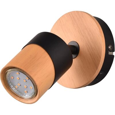 Lampa ścienna TRIO ARUNI - Naturalne Drewno i Czarny - Regulowany Reflektor GU10 - Wnętrze Lampa ścienna TRIO ARUNI - Naturalne Drewno i Czarny - Regulowany Reflektor GU10 - Wnętrze