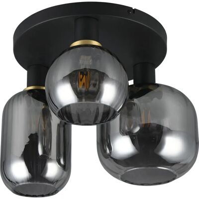 Plafonnier TRIO DIVA 3 lampes Noir Mat Verre Plafonnier TRIO DIVA 3 lampes Noir Mat Verre