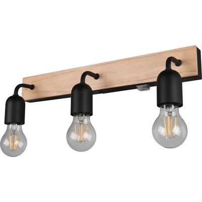 Applique Murale Trio T284470332 - E27, Noir, Bois, IP44 - Publicité Applique Murale Trio T284470332 - E27, Noir, Bois, IP44 - Publicité