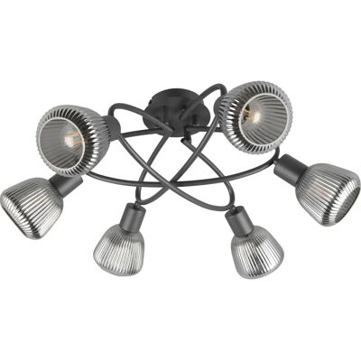 TRIO T662800632 Lampa de tavan - 6 E14, Negru mat TRIO T662800632 Lampa de tavan - 6 E14, Negru mat