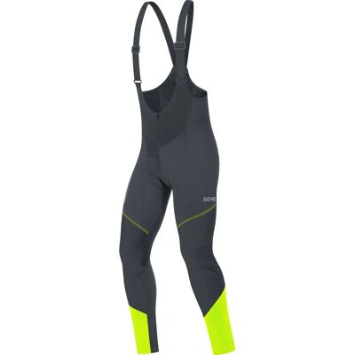 Gore Wear Gore M C3 Gore Windstopper Bib Tights - Preto - Amarelo Neon - L Gore Wear Gore M C3 Gore Windstopper Bib Tights - Preto - Amarelo Neon - L