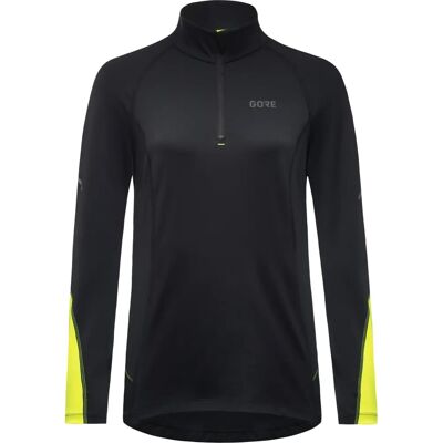 Gore Wear Gore Mid Long Sleeve Zip Shirt - Black - Neon Yellow - 38 Gore Wear Gore Mid Long Sleeve Zip Shirt - Black - Neon Yellow - 38