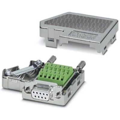 Phoenix Contact 2761871 Vrouwelijke D-Sub Connector - 9 Poli - Recht Hoek - Geïsoleerd EMI-Huis - Kabelinvoer 16mm Phoenix Contact 2761871 Vrouwelijke D-Sub Connector - 9 Poli - Recht Hoek - Geïsoleerd EMI-Huis - Kabelinvoer 16mm