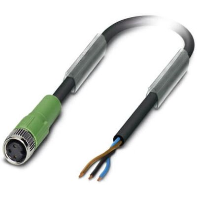 Phoenix 1508378 Sensor/Actuator-kabel - 10m, svart, M8 3-pol Phoenix 1508378 Sensor/Actuator-kabel - 10m, svart, M8 3-pol
