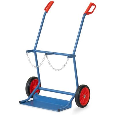 Chariot à bouteilles en acier Fetra - 2 bouteilles, 100kg, Bleu - Publicité Chariot à bouteilles en acier Fetra - 2 bouteilles, 100kg, Bleu - Publicité