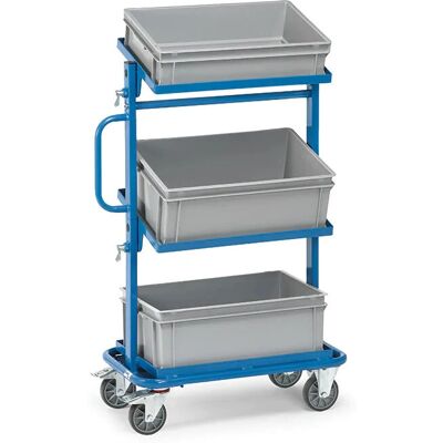 Fetra Handkar - Blauwe Stalen Frame met Plastic Bakken - Platformwagen Fetra Handkar - Blauwe Stalen Frame met Plastic Bakken - Platformwagen