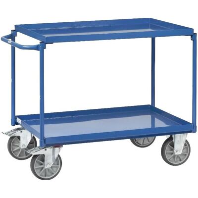 Fetra Model 4822 - Blauwe Stalen Trolley met Twee Niveaus Fetra Model 4822 - Blauwe Stalen Trolley met Twee Niveaus