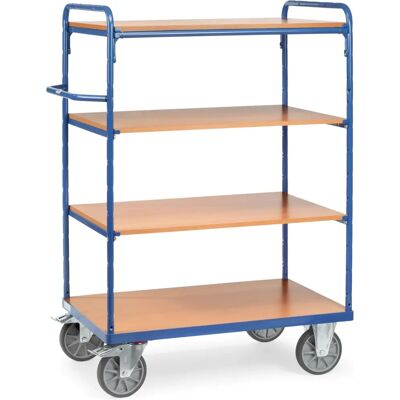 Fetra Etagenwagen - 4 Böden Holz - Stahlrahmen - Blau Fetra Etagenwagen - 4 Böden Holz - Stahlrahmen - Blau
