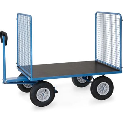Fetra Handpritschenwagen mit Drahtgitterwänden 1000 mm hoch, Luft-Bereifung, 1600x900 mm - Handpalletwagen Fetra Handpritschenwagen mit Drahtgitterwänden 1000 mm hoch, Luft-Bereifung, 1600x900 mm - Handpalletwagen