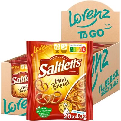 Saltletts Mini Brezel Snack - Knusprig gebacken mit Meersalz Saltletts Mini Brezel Snack - Knusprig gebacken mit Meersalz