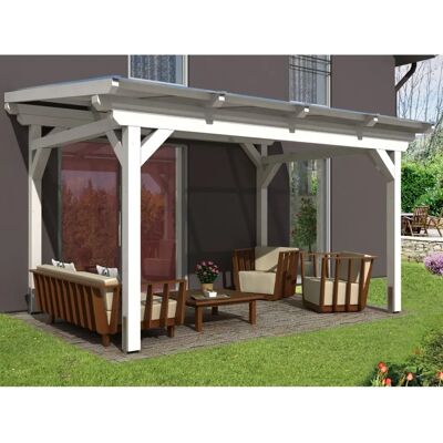 SKANHOLZ Sanremo Weiß Freistehendes Terrassendach 434x268x250cm SKANHOLZ Sanremo Weiß Freistehendes Terrassendach 434x268x250cm