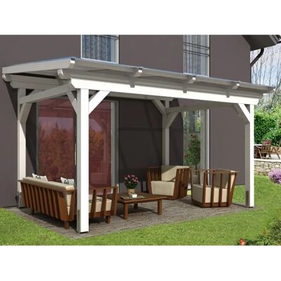 SKANHOLZ Sanremo Weiße Freistehende Terrassenüberdachung SKANHOLZ Sanremo Weiße Freistehende Terrassenüberdachung