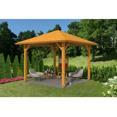 SKANHOLZ Cannes 1 Pavillon - Viereckig, Leimholz, Eiche hell, 374x374cm SKANHOLZ Cannes 1 Pavillon - Viereckig, Leimholz, Eiche hell, 374x374cm
