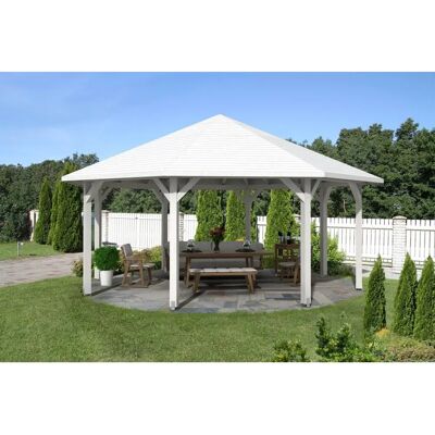 SKANHOLZ Gartenpavillon Nice 4 - Achteckig, Weiß, 32,78m² - Pavillon SKANHOLZ Gartenpavillon Nice 4 - Achteckig, Weiß, 32,78m² - Pavillon