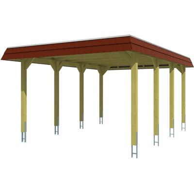 Skanholz Spreewald Carport - Flachdach - 396x589cm - Nussbaum - Aluminium Skanholz Spreewald Carport - Flachdach - 396x589cm - Nussbaum - Aluminium