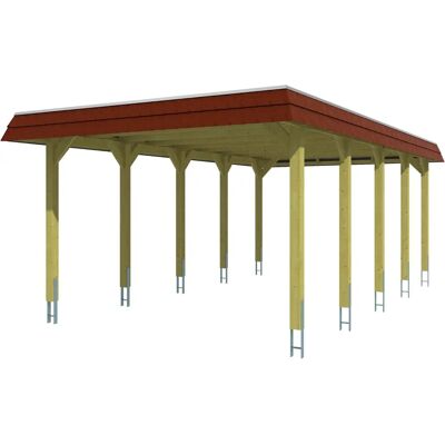 SKANHOLZ Spreewald Carport - Flachdach, 396x741cm, Nussbaum SKANHOLZ Spreewald Carport - Flachdach, 396x741cm, Nussbaum