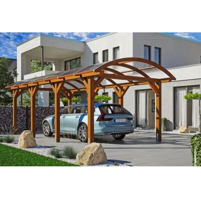 SKANHOLZ Nussbaum Carport Franken - 376x755cm, Leimholz, Giebeldach SKANHOLZ Nussbaum Carport Franken - 376x755cm, Leimholz, Giebeldach