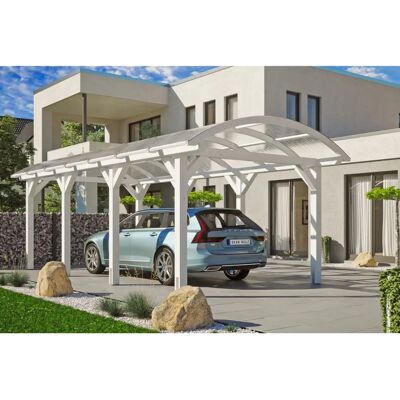 SKANHOLZ Carport Franken - Weiß, 376x755 cm, Leimholz, First 293 cm - Carport SKANHOLZ Carport Franken - Weiß, 376x755 cm, Leimholz, First 293 cm - Carport