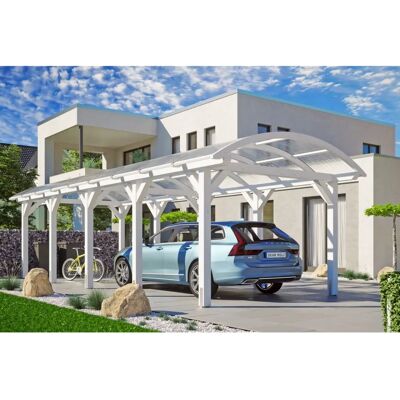 SKANHOLZ Carport Franken - Weiß, 376x969cm, Leimholz, 293cm H SKANHOLZ Carport Franken - Weiß, 376x969cm, Leimholz, 293cm H