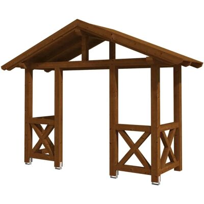 Skanholz Walnuss Holz Vordach Stralsund 5 - Satteldach Skanholz Walnuss Holz Vordach Stralsund 5 - Satteldach