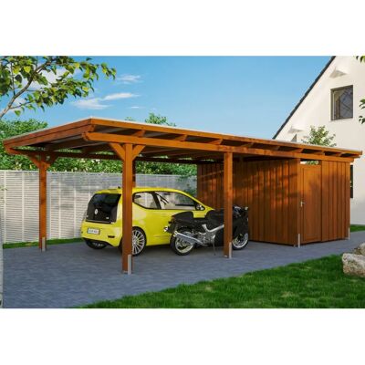 SKANHOLZ Nussbaum Carport Emsland - Aluminium, Flachdach, 404x846cm SKANHOLZ Nussbaum Carport Emsland - Aluminium, Flachdach, 404x846cm