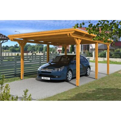 SKANHOLZ Emsland Carport - Flachdach - 404x604cm - Eiche hell finish SKANHOLZ Emsland Carport - Flachdach - 404x604cm - Eiche hell finish