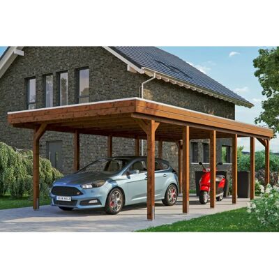 SKANHOLZ Friesland Carport - Nussbaum, Flachdach, 397x860cm SKANHOLZ Friesland Carport - Nussbaum, Flachdach, 397x860cm