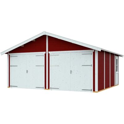 SKANHOLZ Varberg 3 Holzgarage - 45mm Nordic Fichte, 2 Doppeltüren SKANHOLZ Varberg 3 Holzgarage - 45mm Nordic Fichte, 2 Doppeltüren