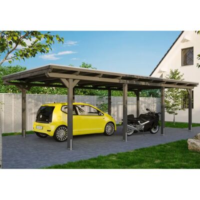 SKANHOLZ Emsland Carport - Flachdach, 404x846cm, Grau - Carport SKANHOLZ Emsland Carport - Flachdach, 404x846cm, Grau - Carport