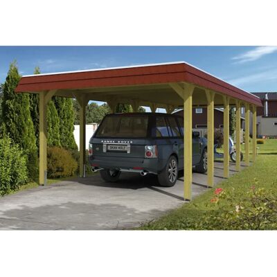 SkanHolz Carport Spreewald - Imprägniert, EPDM, Rot - 396x893cm - Carport SkanHolz Carport Spreewald - Imprägniert, EPDM, Rot - 396x893cm - Carport