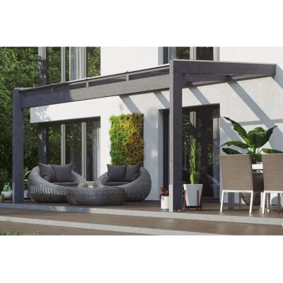 SKANHOLZ Novara - Leimholz, 16mm Polycarbonat, schiefergrau - Terrassenüberdachung SKANHOLZ Novara - Leimholz, 16mm Polycarbonat, schiefergrau - Terrassenüberdachung