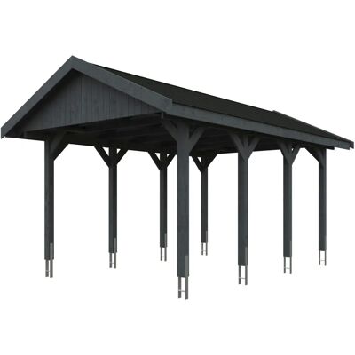 Skanholz Wallgau Carport - Imprägniertes Holz, Schiefergrau, 380x600cm Skanholz Wallgau Carport - Imprägniertes Holz, Schiefergrau, 380x600cm