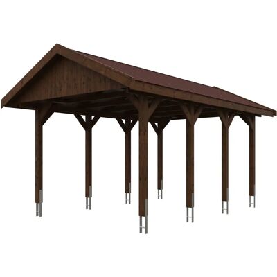 SkanHolz Wallgau Carport - Imprägniertes Kiefernholz, Braun, 380x600cm - Carport SkanHolz Wallgau Carport - Imprägniertes Kiefernholz, Braun, 380x600cm - Carport