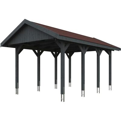 Skanholz Wallgau Carport - Satteldach, Imprägniertes Holz, Rote Schindeln - Carport Skanholz Wallgau Carport - Satteldach, Imprägniertes Holz, Rote Schindeln - Carport