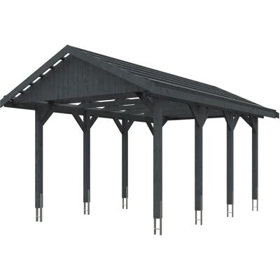 SKANHOLZ Wallgau Einzelcarport - 1 Fahrzeug - Satteldach - Grau SKANHOLZ Wallgau Einzelcarport - 1 Fahrzeug - Satteldach - Grau