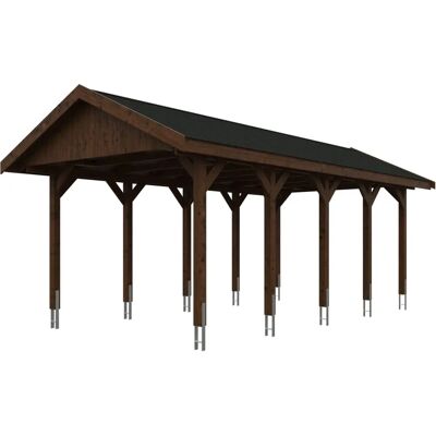 Skanholz Wallgau Carport - Imprägniertes Holz, Schwarze Schindeln, 380x750cm Skanholz Wallgau Carport - Imprägniertes Holz, Schwarze Schindeln, 380x750cm