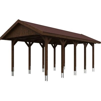 Skanholtz Wallgau Holzcarport - Imprägniertes Kiefernholz - Rote Schindeln - Carport Skanholtz Wallgau Holzcarport - Imprägniertes Kiefernholz - Rote Schindeln - Carport