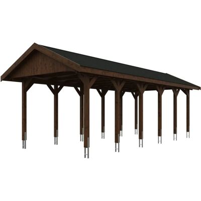 Skan Holz Carport Wallgau - Nussbaum - 380x900cm - Satteldach - Carport Skan Holz Carport Wallgau - Nussbaum - 380x900cm - Satteldach - Carport