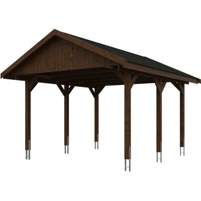 SKANHOLZ Wallgau Carport - Nussbaum - Satteldach - 430x500cm SKANHOLZ Wallgau Carport - Nussbaum - Satteldach - 430x500cm